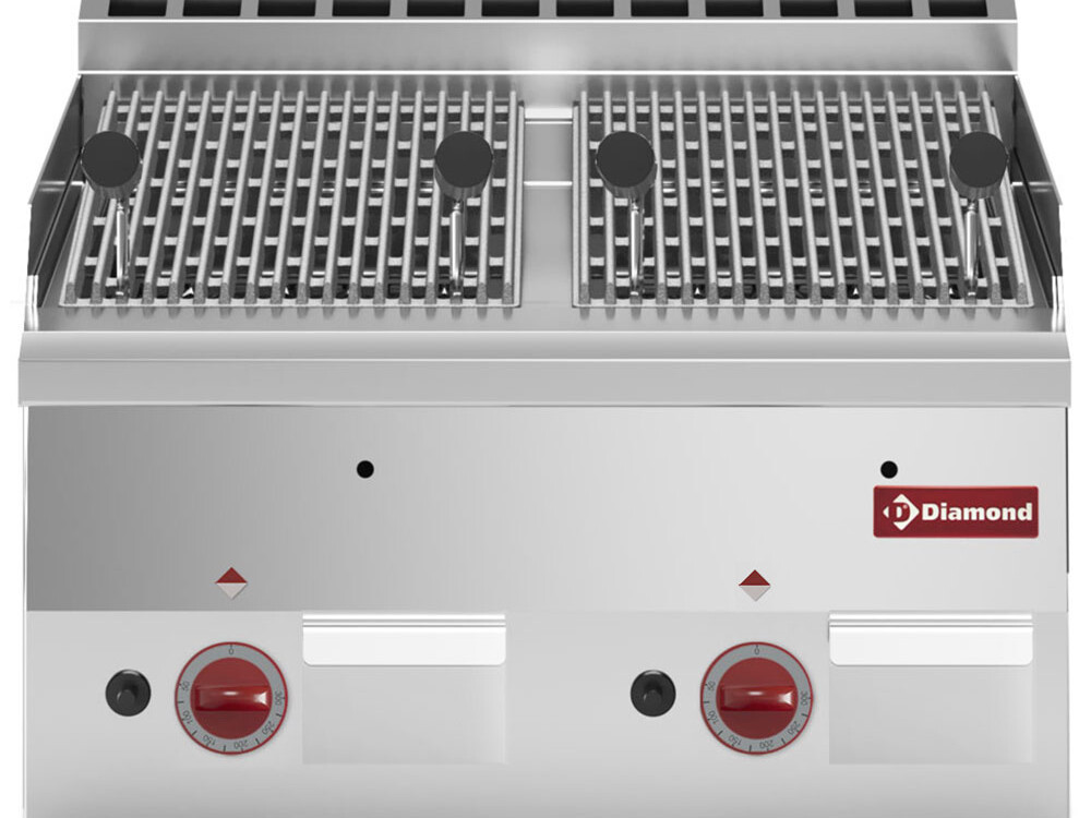 Grill pierres de lave gaz avec grille de cuisson en fonte... - professionnel professionnel de qualité