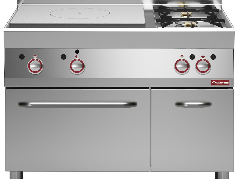 Fourneau gaz plaque coup de feu, 2 feux vifs, four gaz,... - professionnel professionnel de qualité