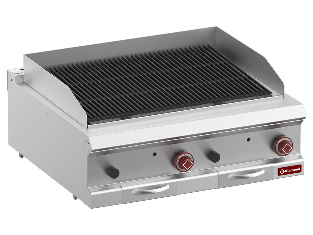 Grill pierre de lave, module 1/1, grille en fonte