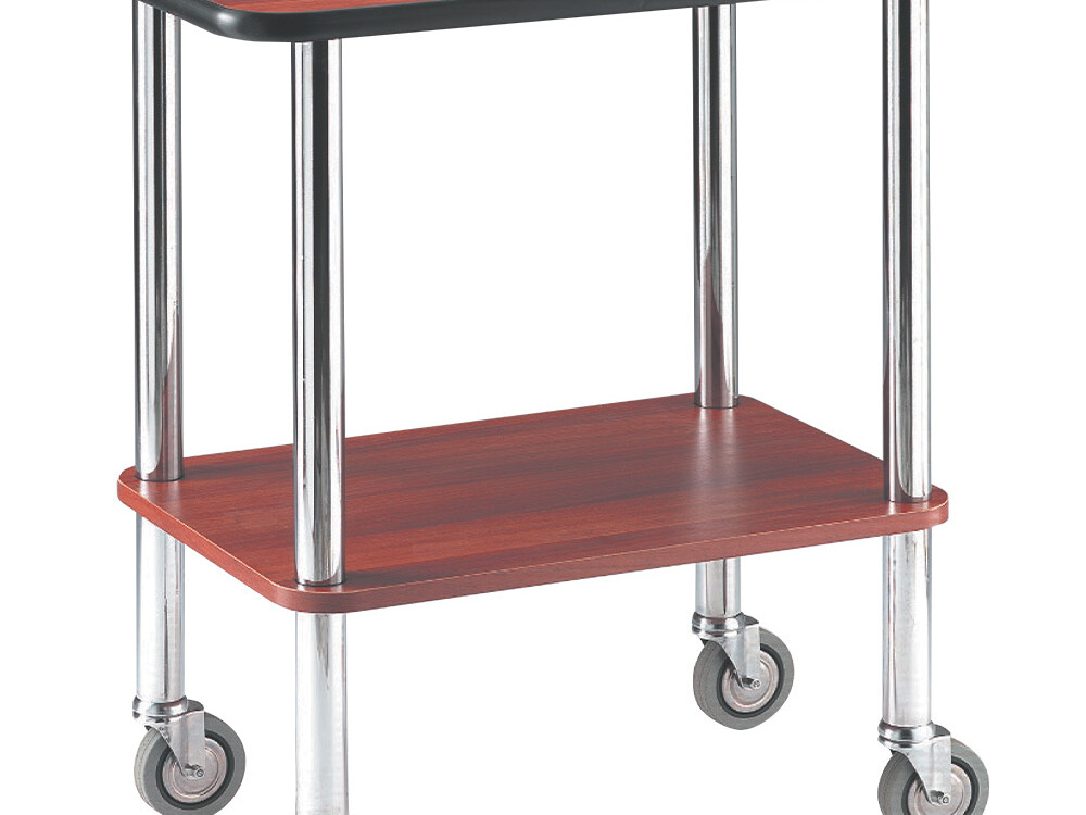 Chariot guéridon,  pieds chromés,  2 niveaux 