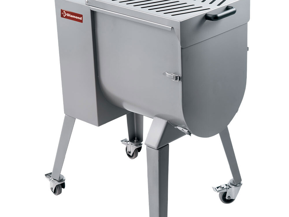 Mélangeur à viande en inox 50 kg,  piètement sur roues - restauration professionnel de qualité