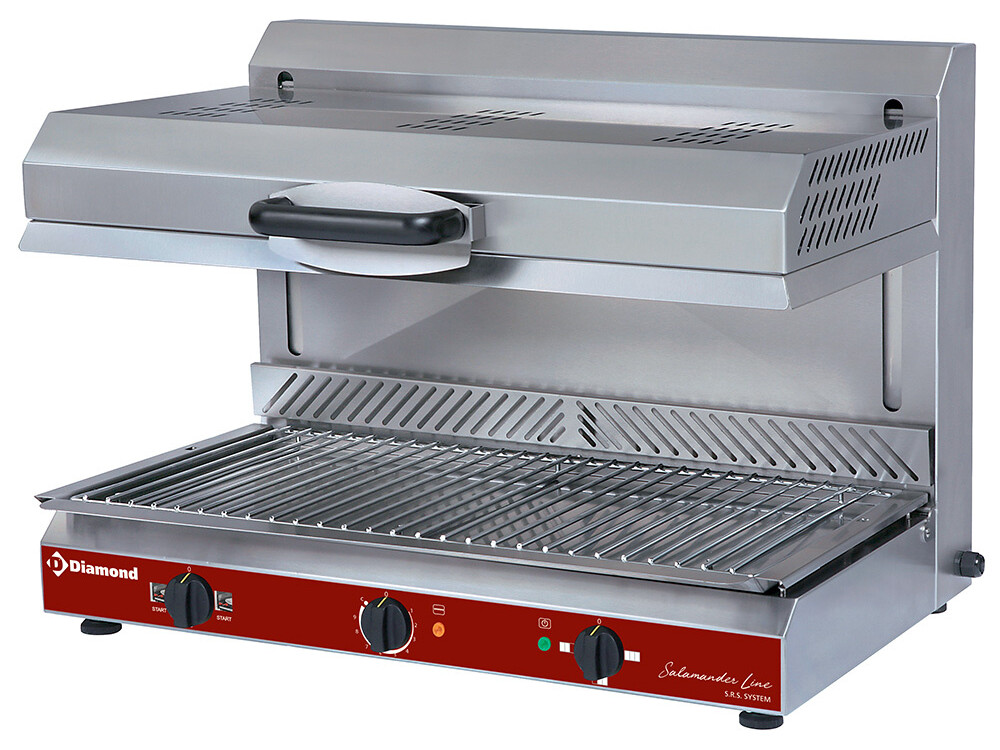 Salamandre vitrocéramique,  plafond mobile,  3 foyers - équipement professionnel de qualité