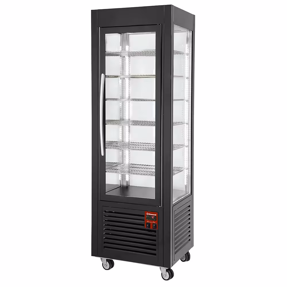Vitrine panoramique,  5 grilles,  ventilée,  360 ,  Noire - cuisine professionnel de qualité