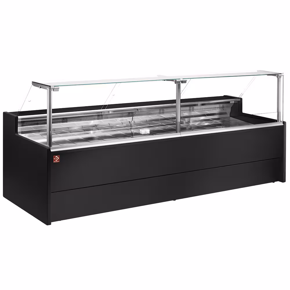 Comptoir vitrine réfrigéré à vitre droite 90° sur pi... - cuisine professionnel de qualité