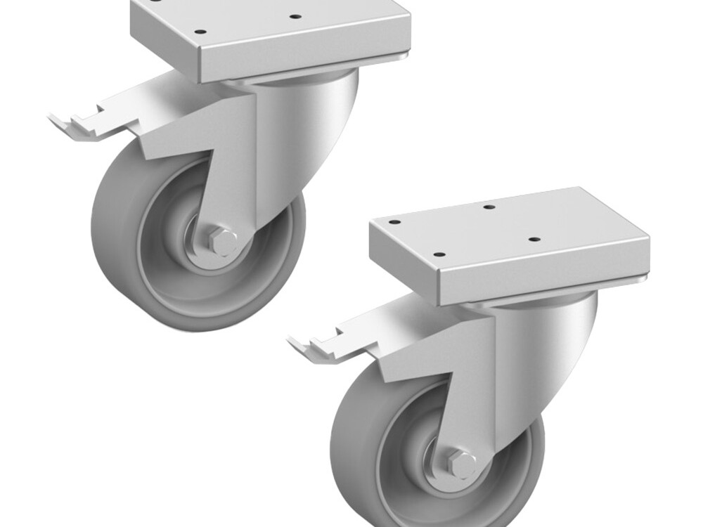 Roues en acier inox avec frein Ø 100 mm (2 pièces) - professionnel professionnel de qualité