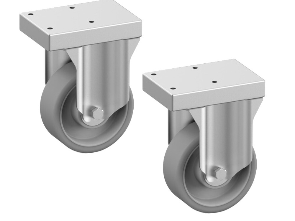 Roues en acier inox Ø 100 mm (2 pièces) - cuisine professionnel de qualité