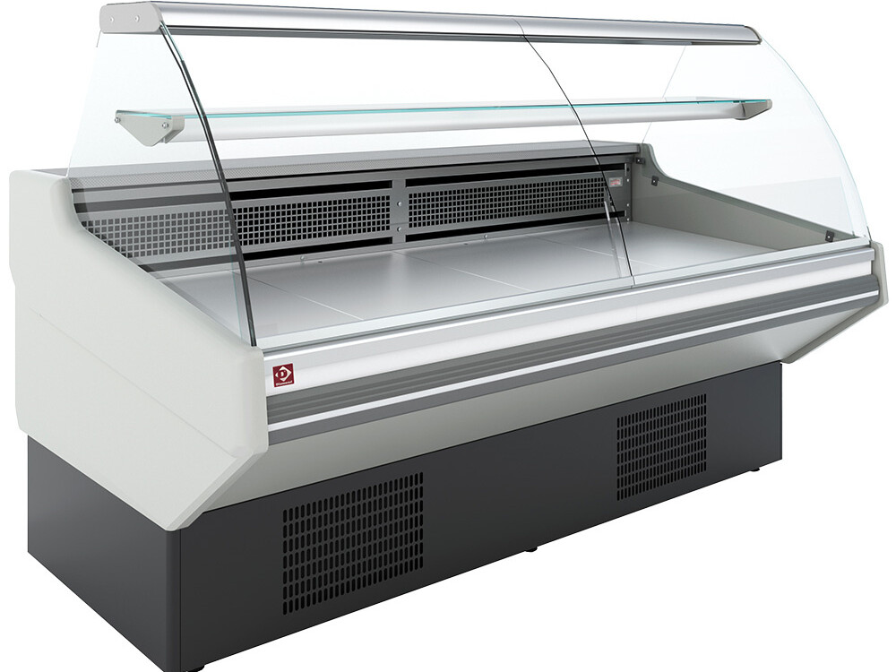 Comptoir statique,  avec réserve,  vitre bombée - Frontal - équipement professionnel de qualité