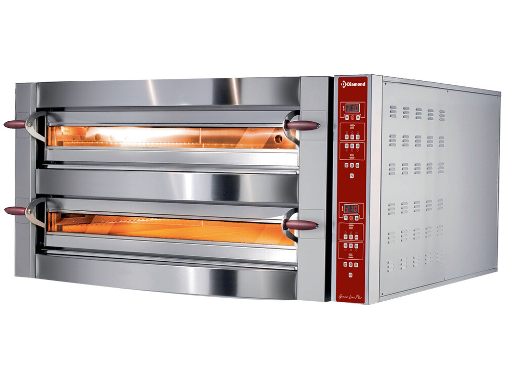 Four électrique,  2 chambres,  2x 4 pizzas 350 mm - cuisine professionnel de qualité