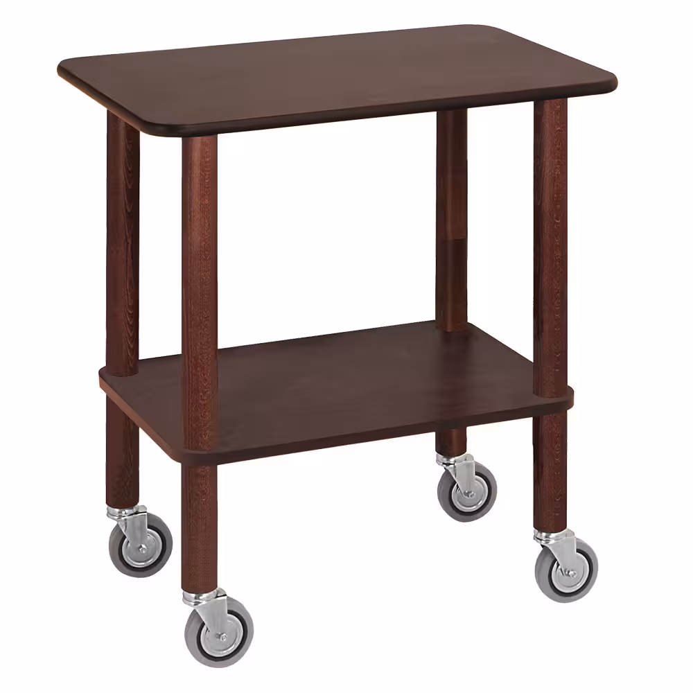 Chariot guéridon, pieds en bois, 2 niveaux "wengé" - professionnel professionnel de qualité