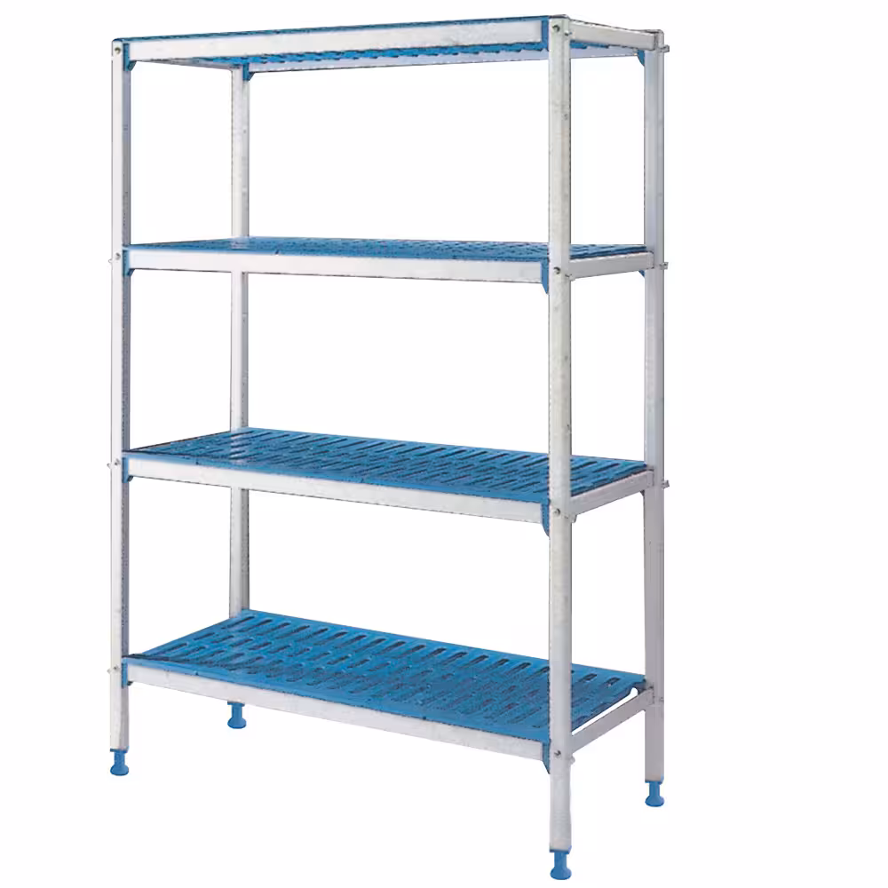 Rayonnage linéaire en aluminium anodisé 4 niveaux 