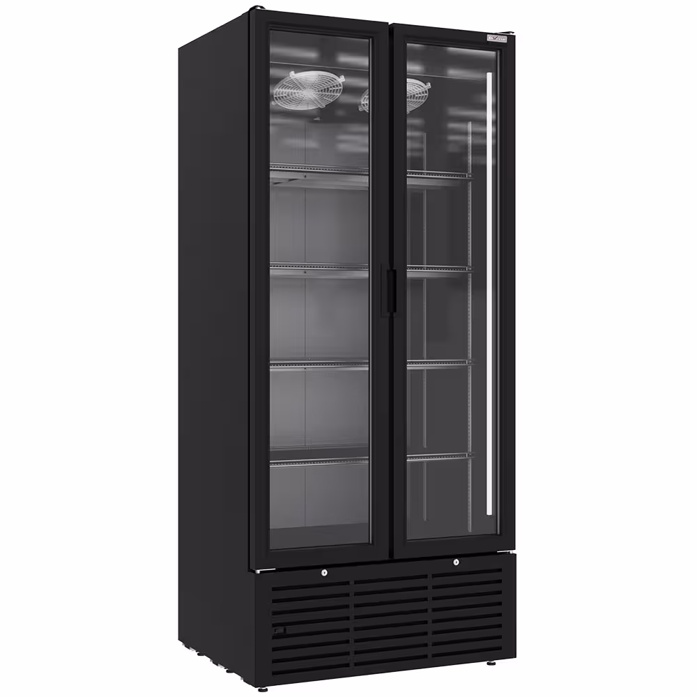 Vitrine ventilée positive 804 litres,  2 portes battantes - équipement professionnel de qualité