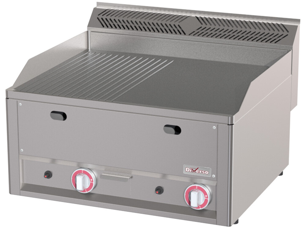 Plaque de cuisson double, 1/2 lisse 1/2 rainurée, gaz,... - professionnel professionnel de qualité