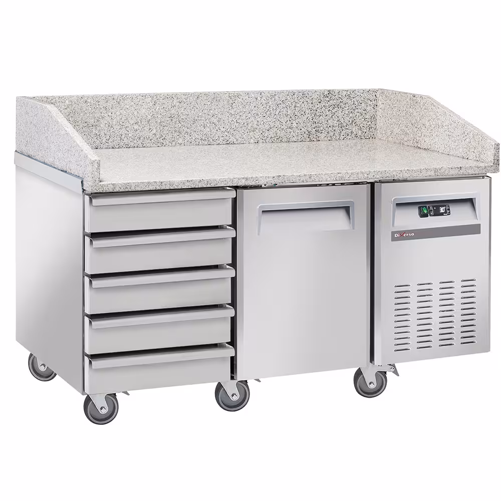 Table frigo pizzeria,  1 porte 600x400,  5 tiroirs neutre... - restauration professionnel de qualité