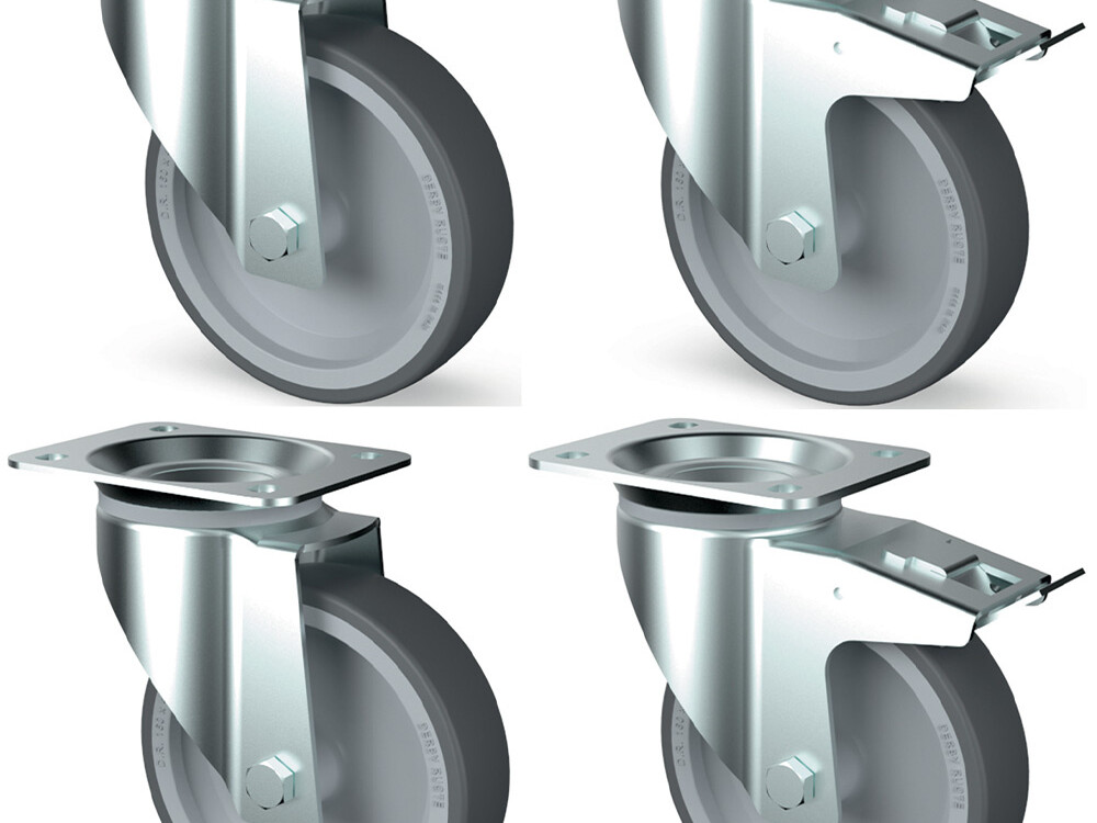 Kit 4 roues inox, pivotantes, 2x freins - professionnel professionnel de qualité