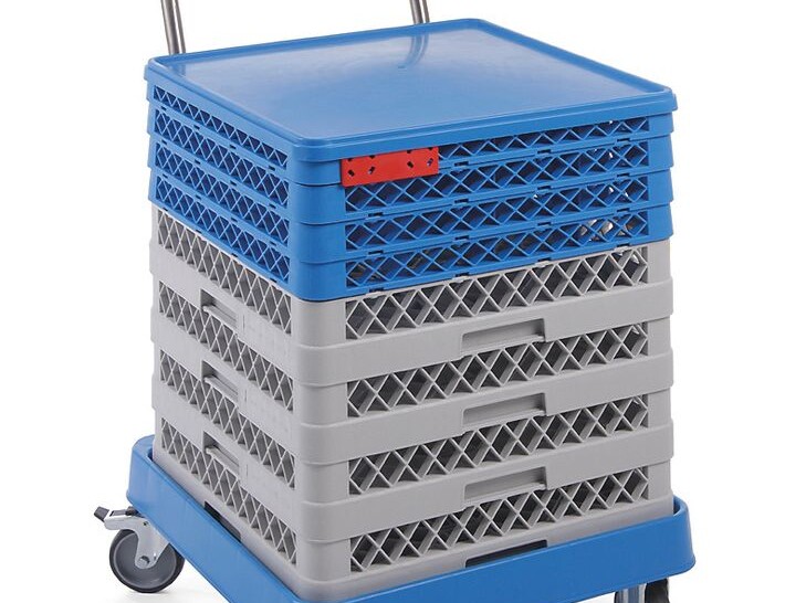 Chariot à casier de lavage avec poignée - équipement professionnel de qualité