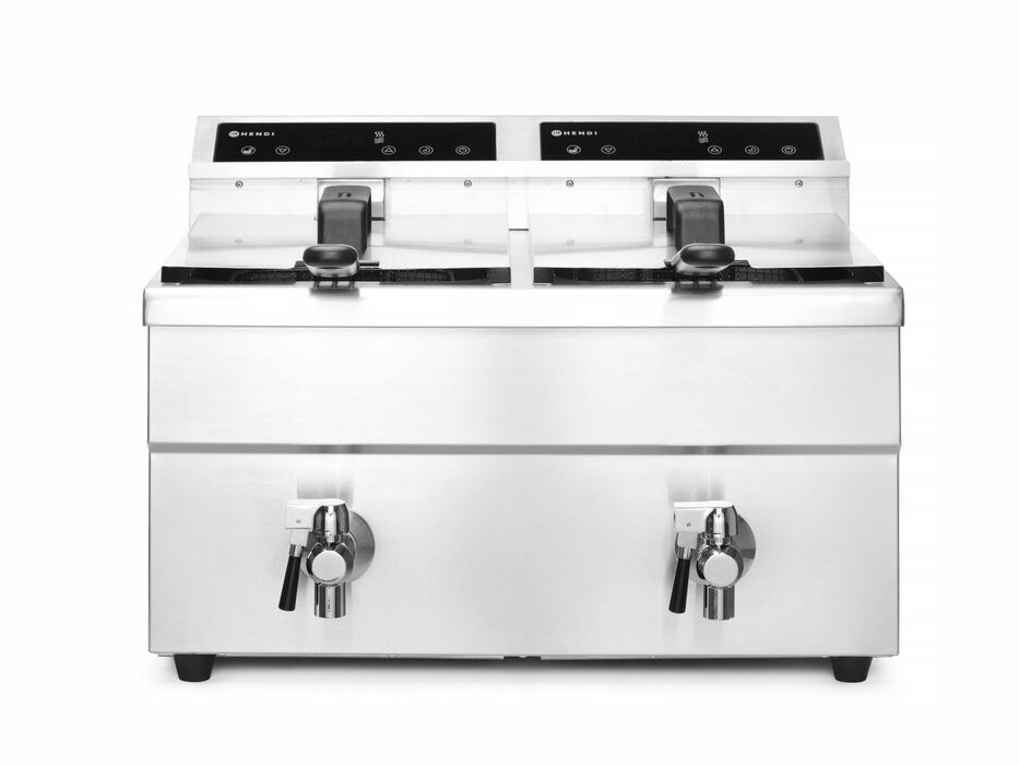 Friteuse à induction avec robinet de vidange - 2 x 8 l, ... - cuisine professionnel de qualité