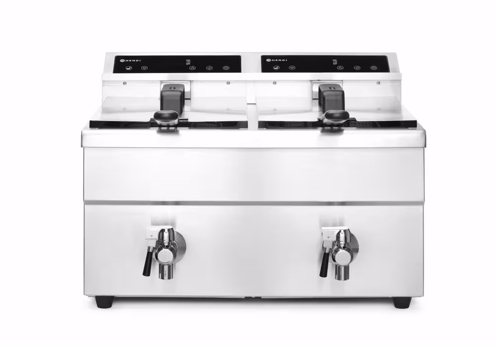 Friteuse à induction avec robinet de vidange - 2 x 8 l, ... - cuisine professionnel de qualité