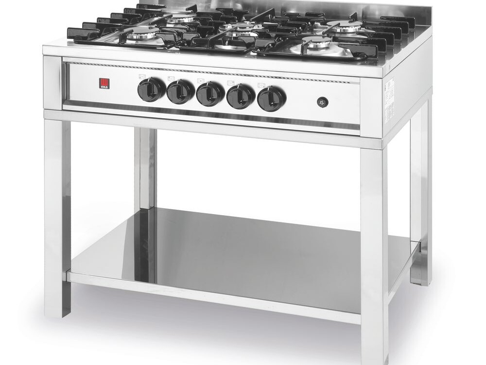 Cuisinière à gaz - 5 feux, châssis ouvert, , Kitche... - professionnel professionnel de qualité