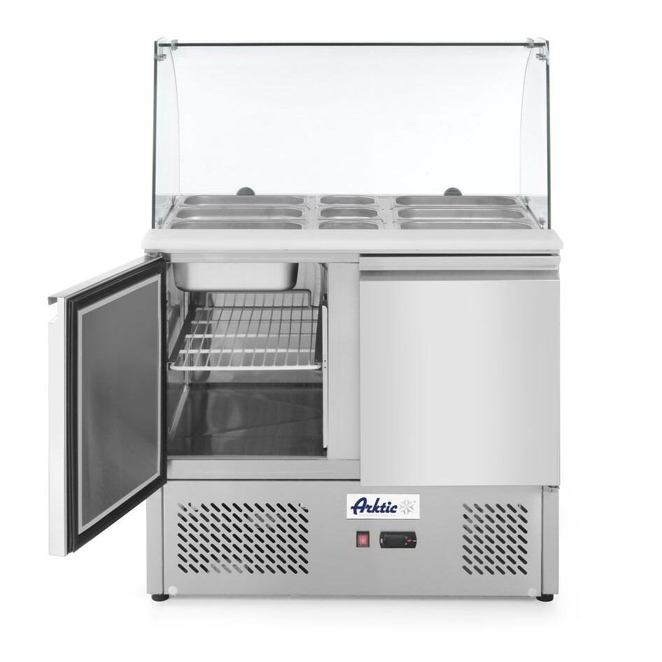 Saladette 2 portes avec vitrine réfrigérée en verre , ... - équipement professionnel de qualité