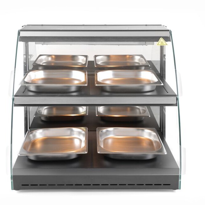 Vitrine de table chauffante quartz deux niveaux - professionnel professionnel de qualité