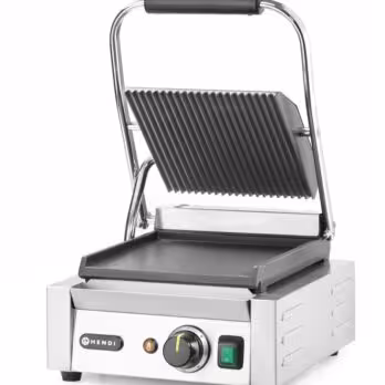 Grill de contact - modèle simple,  ,  dessus rainuré et... - équipement professionnel, vue détaillée