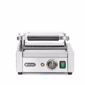 Grill de contact - modèle simple,  ,  dessus rainuré et... - équipement professionnel, vue détaillée