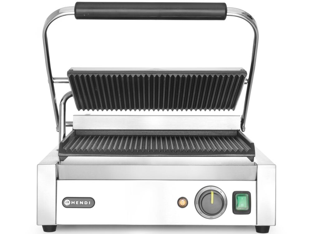 Grill de contact Panini,  ,  dessus et dessous rainurés - équipement professionnel de qualité