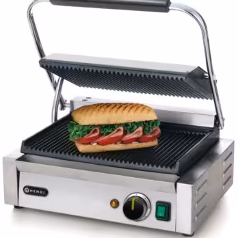 Grill de contact Panini,  ,  dessus et dessous rainurés - cuisine professionnel, vue détaillée