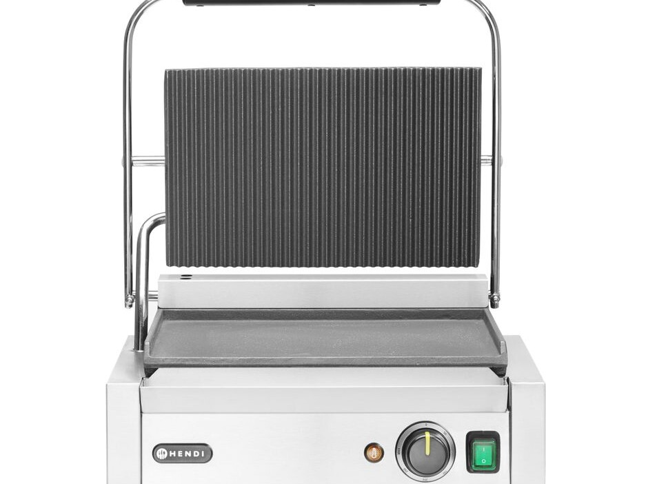 Grill de contact Panini, , dessus rainuré et dessous l... - restauration professionnel de qualité