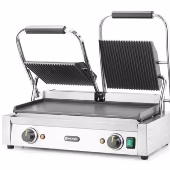 Grill de contact - modèle double,  ,  dessus rainuré et... - restauration professionnel, vue détaillée