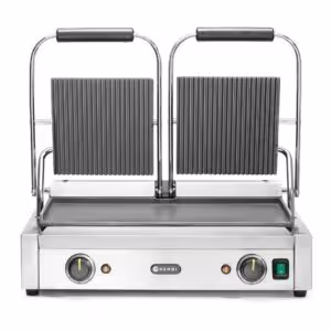 Grill de contact - modèle double,  ,  dessus rainuré et... - cuisine professionnel de qualité