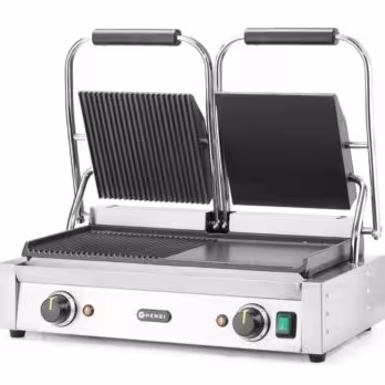 Grill de contact - modèle double,  ,  moitié lisse,  mo... - restauration professionnel, vue détaillée