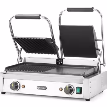Grill de contact - modèle double,  ,  moitié lisse,  mo... - équipement professionnel, vue détaillée