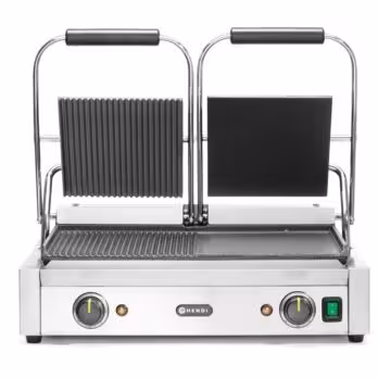 Grill de contact - modèle double,  ,  moitié lisse,  mo... - équipement professionnel de qualité