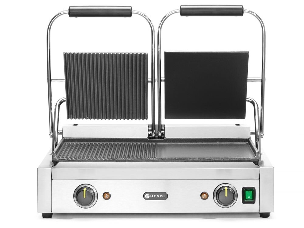 Grill de contact - modèle double, , moitié lisse, mo... - équipement professionnel de qualité