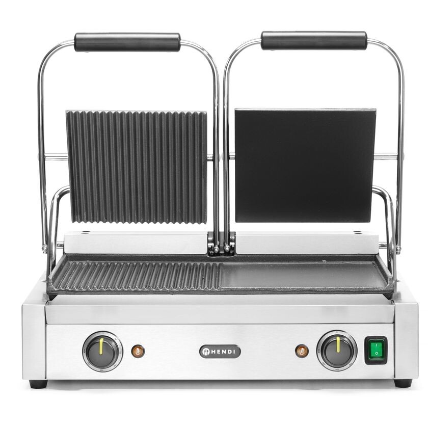 Grill de contact - modèle double,  ,  moitié lisse,  mo... - équipement professionnel de qualité