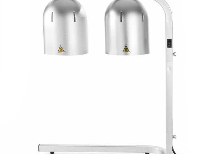 Portique chauffe-plat avec 2 lampes infrarouges,  ,  Argent - équipement professionnel de qualité