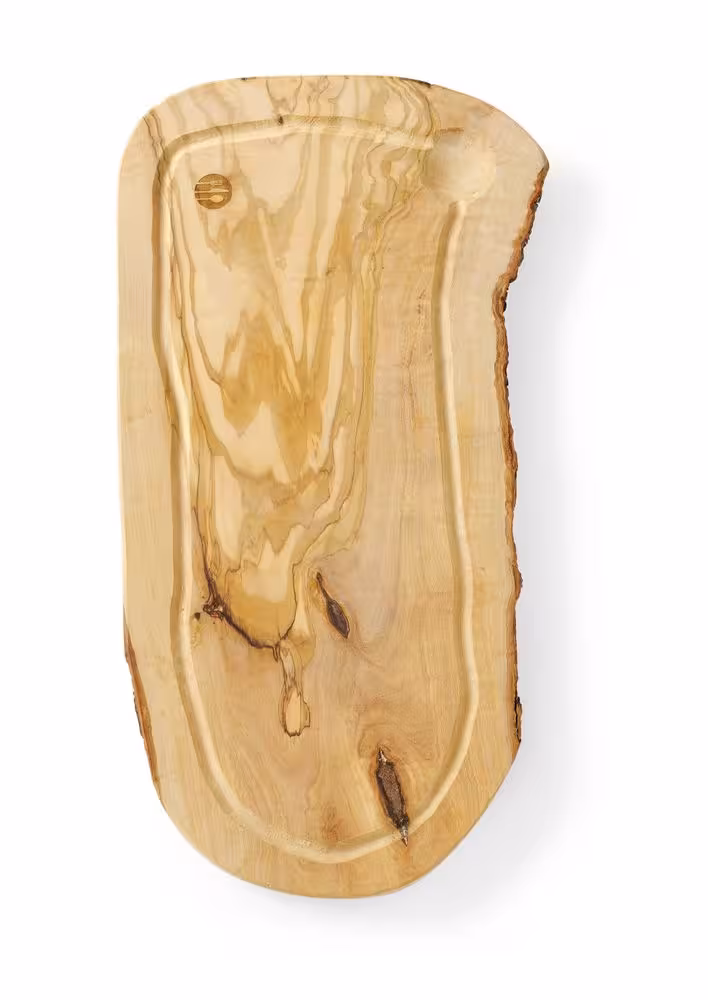 Planche à découper avec rigole en bois d'olivier - cuisine professionnel de qualité