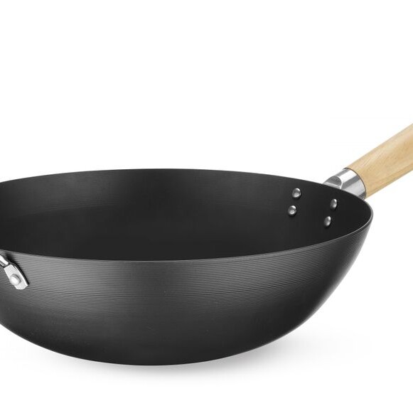 Wok avec manche en bois,  ,  ⌀324x565mm - équipement professionnel de qualité