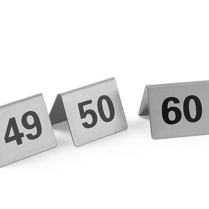 Chevalets de table numérotés,  ,  Numéros 49-60 - cuisine professionnel de qualité