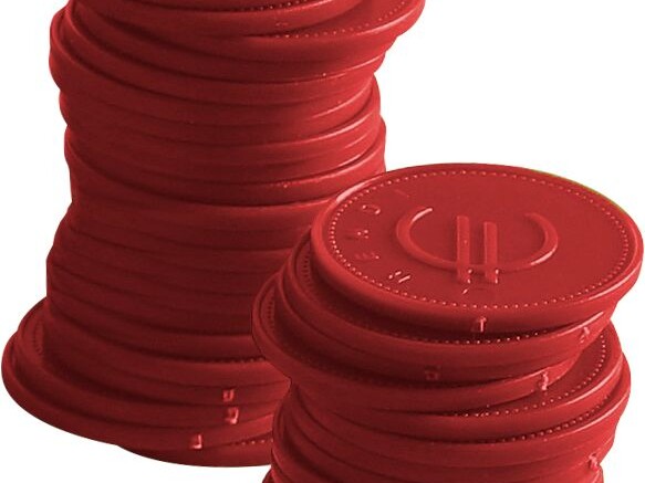 Jetons - 100 pièces, BarUp, Rouge, 100 u., ⌀25mm - cuisine professionnel de qualité