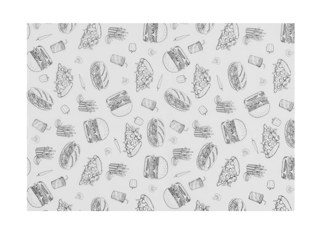 Papier ingraissable, , Motif illustration fast-food, 5... - cuisine professionnel de qualité