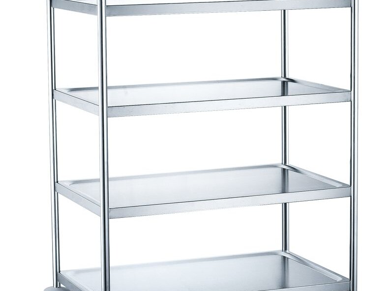 Chariot de service avec 4 étagères - équipement professionnel de qualité