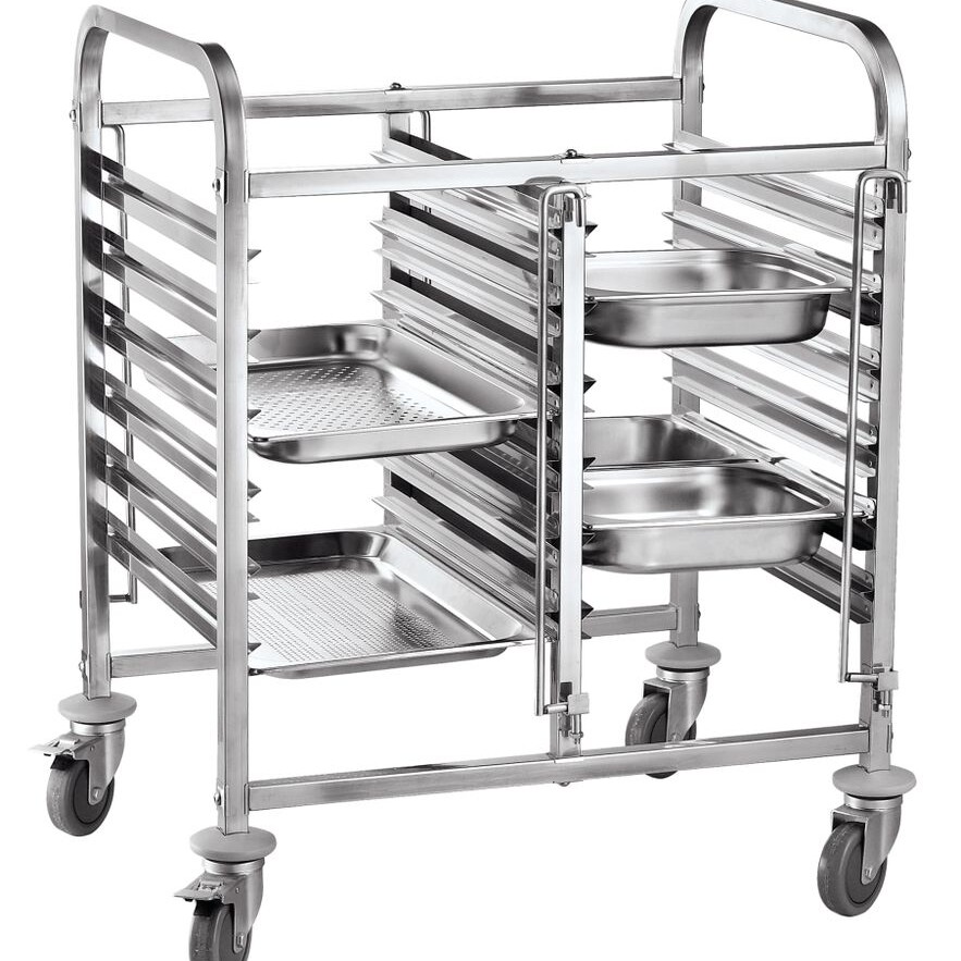 Chariot porte-plateaux double - 12 x 1/1 - cuisine professionnel de qualité