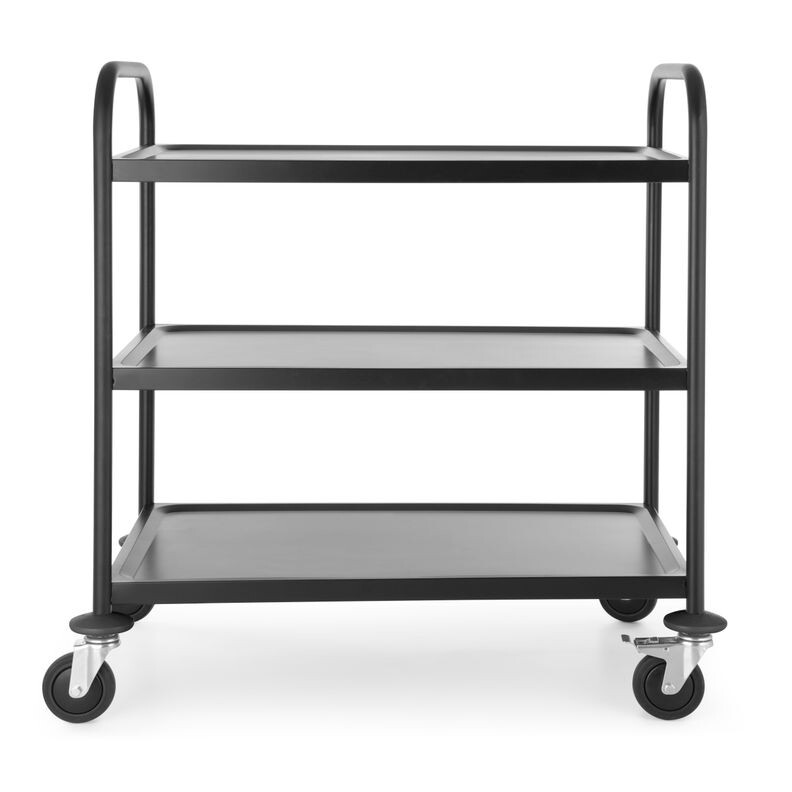 Chariot de service noir mat - équipement professionnel de qualité