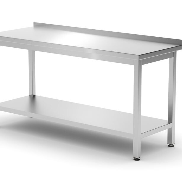Table murale avec étagère – vissée,  profondeur 600 ... - équipement professionnel de qualité