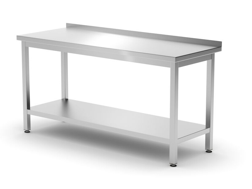 Table murale avec étagère – vissée, profondeur 600 ... - équipement professionnel de qualité