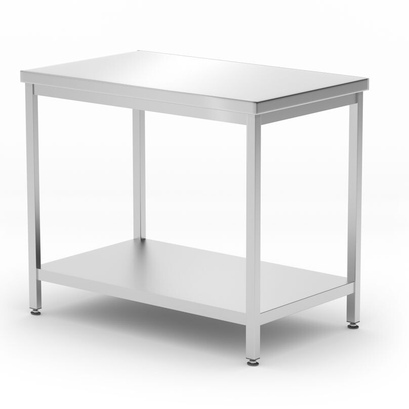 Table centrale avec étagère – vissée,  profondeur 60... - cuisine professionnel de qualité