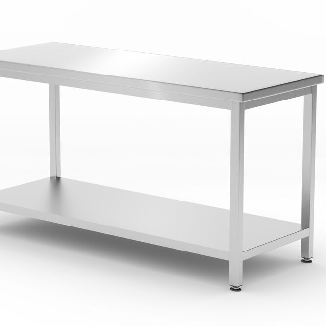 Table centrale avec étagère – vissée,  profondeur 60... - cuisine professionnel de qualité