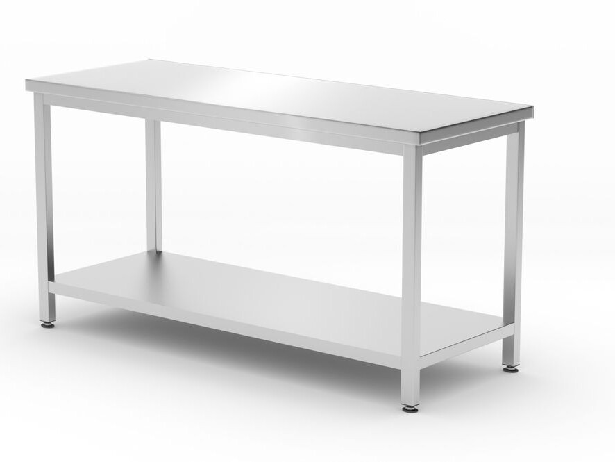 Table centrale avec étagère – vissée,  profondeur 60... - cuisine professionnel de qualité